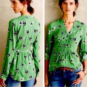Anthropologie Rare hard to find Maeve frenchie french bulldog top blouse